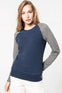 LADIES' TWO-TONE ORGANIC CREW NECK RAGLAN SLEEVE SWEATSHIRT | KA492