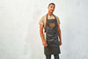 'DIVISION' WAXED LOOK DENIM BIB APRON WITH FAUX LEATHER | PR136