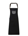 'DIVISION' WAXED LOOK DENIM BIB APRON WITH FAUX LEATHER | PR136