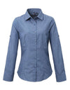 WOMEN'S CROSS-DYE ROLL SLEEVE POPLIN BAR SHIRT | PR317