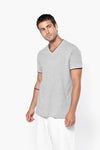 MEN'S PIQUÉ KNIT V-NECK T-SHIRT | KA374