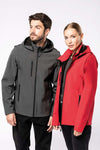 UNISEX 3-LAYER SOFTSHELL HOODED JACKET WITH REMOVABLE SLEEVES | KA422