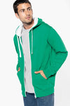 MEN'S CONTRAST HOODED FULL ZIP SWEATSHIRT | KA466