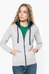 LADIES’ CONTRAST HOODED FULL ZIP SWEATSHIRT | KA467