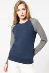 LADIES' TWO-TONE ORGANIC CREW NECK RAGLAN SLEEVE SWEATSHIRT | KA492