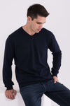 MEN’S V-NECK FINE GAUGE COTTON PULLOVER | LW9133