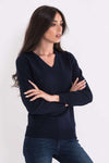 LADIES’ V-NECK FINE GAUGE COTTON PULLOVER | LWL9133