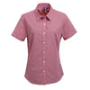 WOMEN'S SHORT SLEEVE GINGHAM MICROCHECK SHIRT | PR321